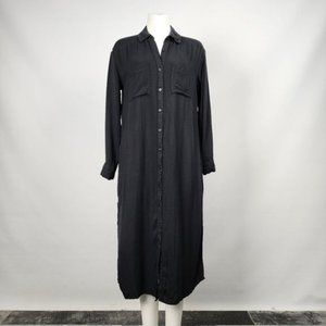 Lulus Black Button Up Long Sleeve Dress Size M